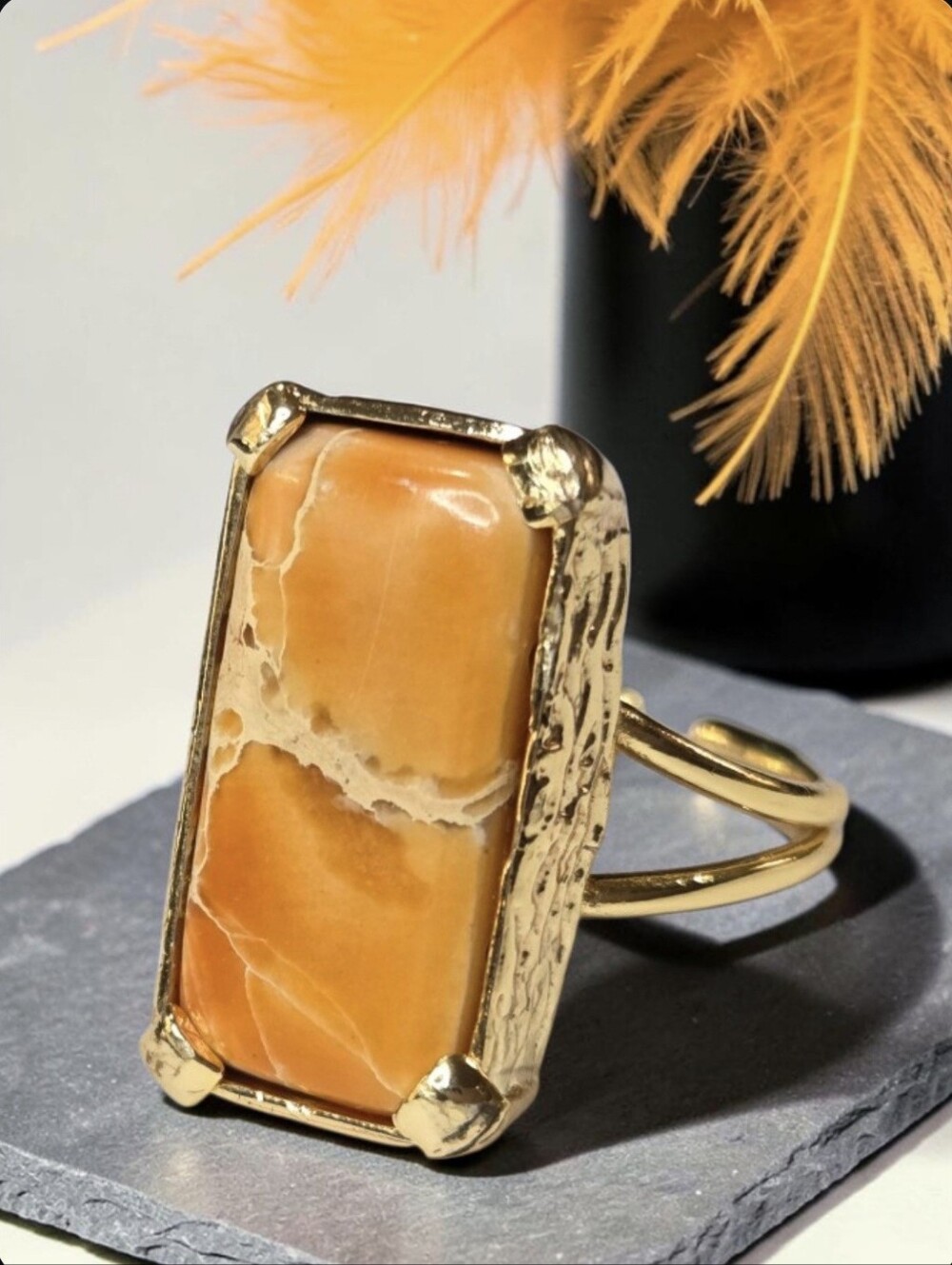 18k Gold Plated Orange Spiny Oyster Turquoise Ring